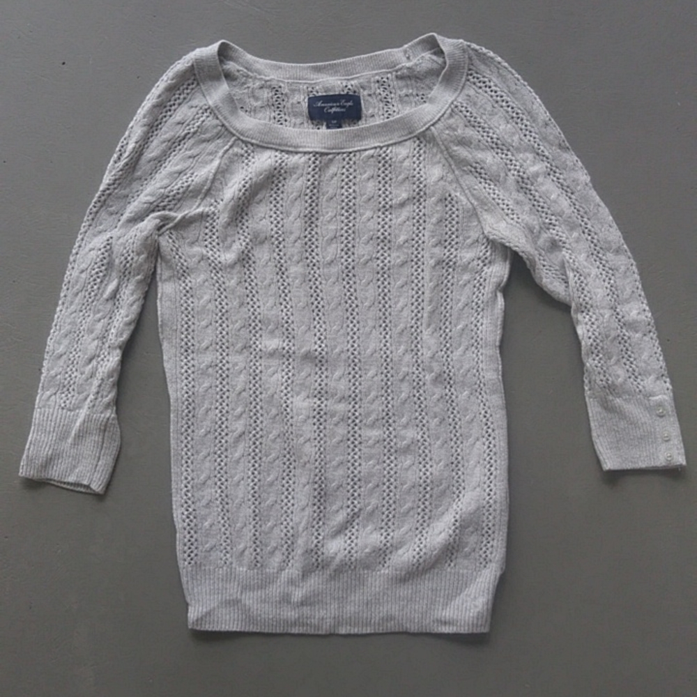 American Eagle Grey Open Weave Sweater